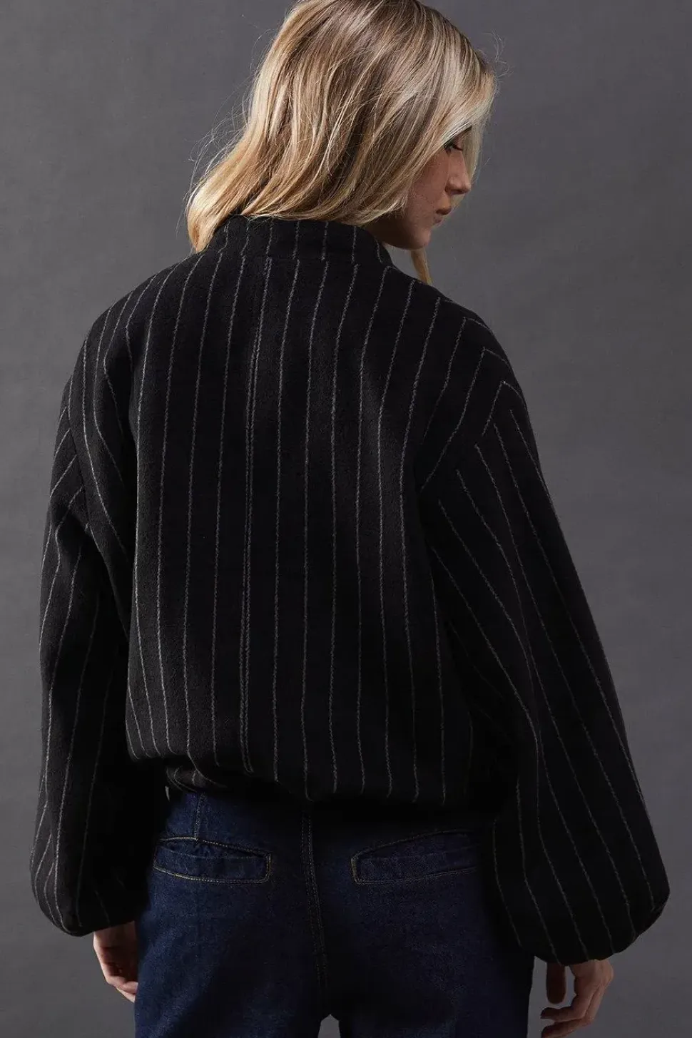 Pinstripe Blouson Bomber Jacket