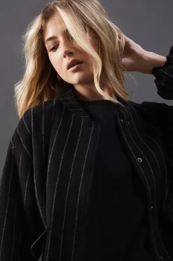 Pinstripe Blouson Bomber Jacket