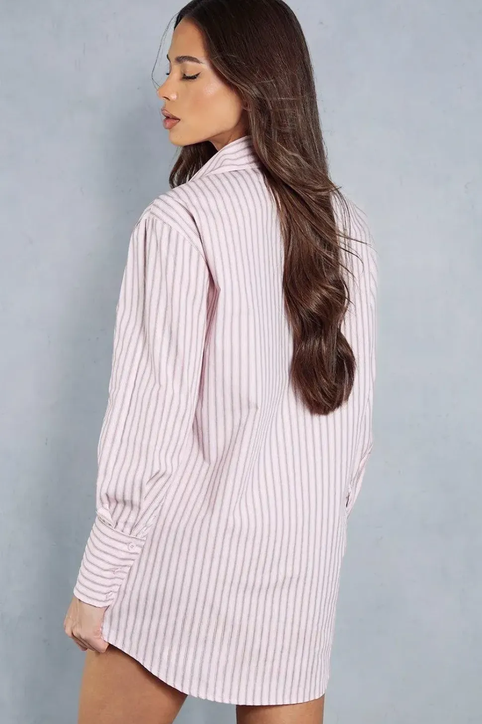 Pinstripe Long Sleeve Shirt Mini Dress