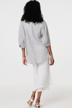Pinstripe Relaxed Button Back Blouse
