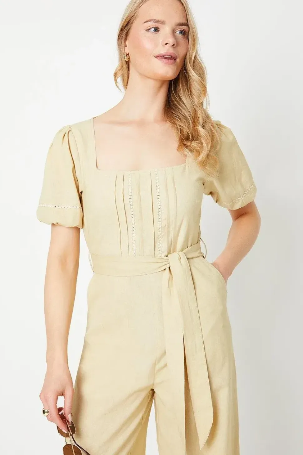 Pintuck Trim Insert Jumpsuit