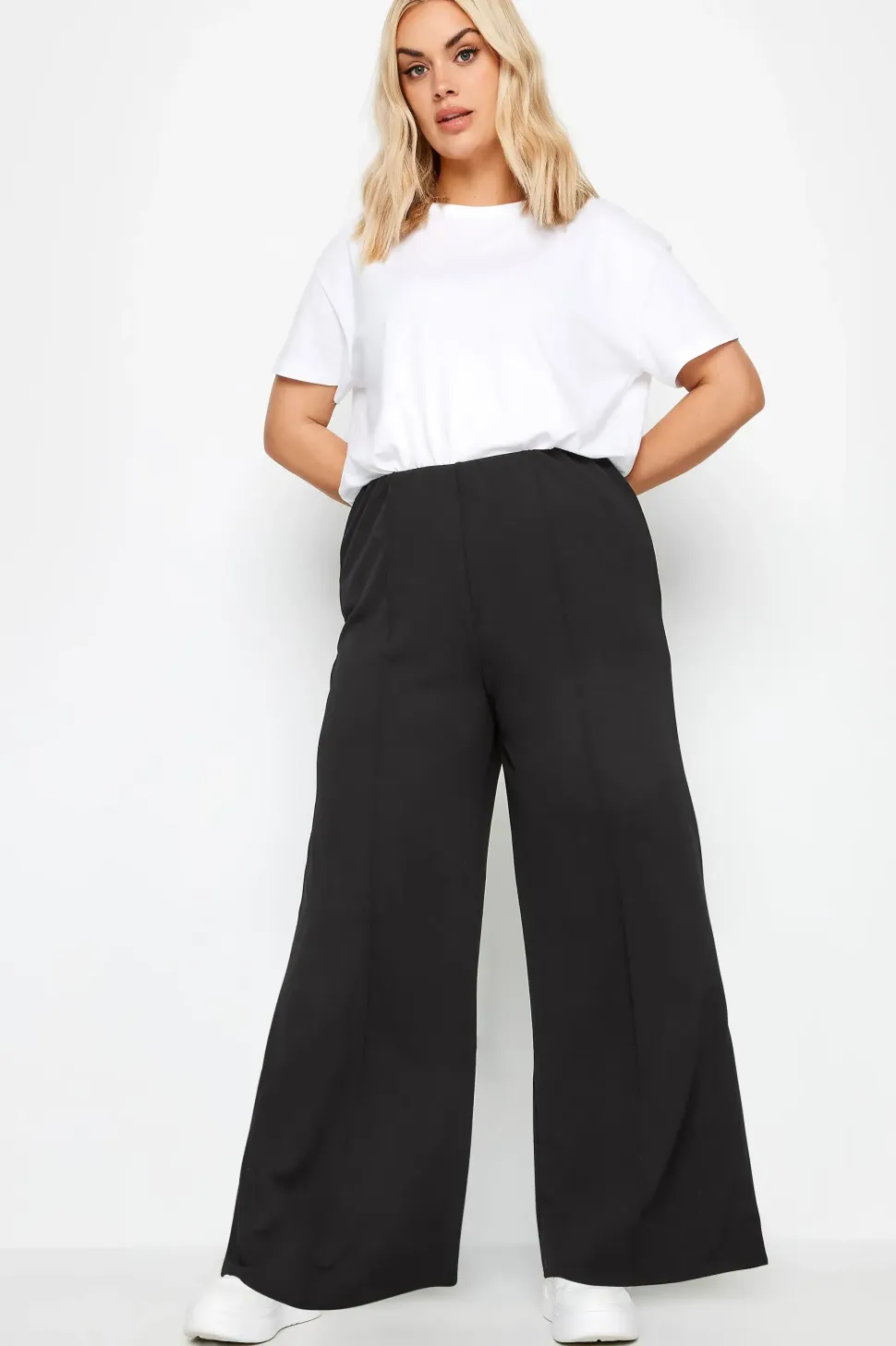 Pintuck Wide Leg Trousers