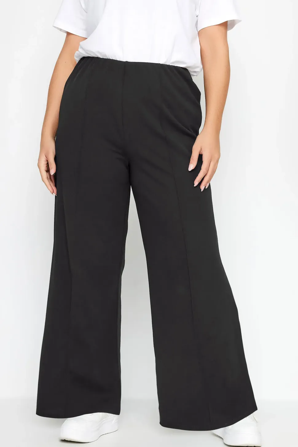 Pintuck Wide Leg Trousers