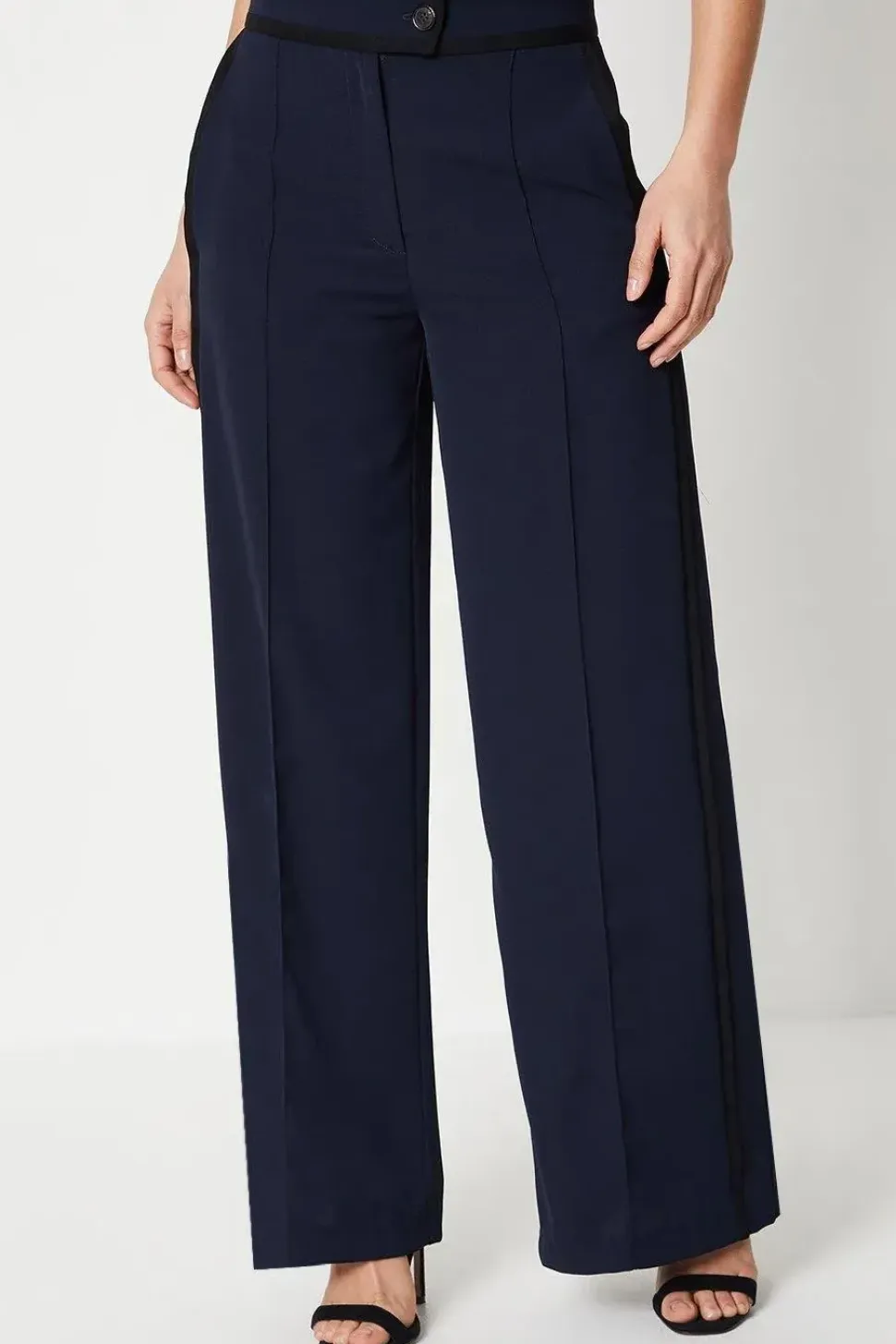 Pipe Detail Wide Leg Trouser