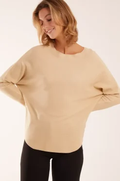 Plain Batwing Knitted Top