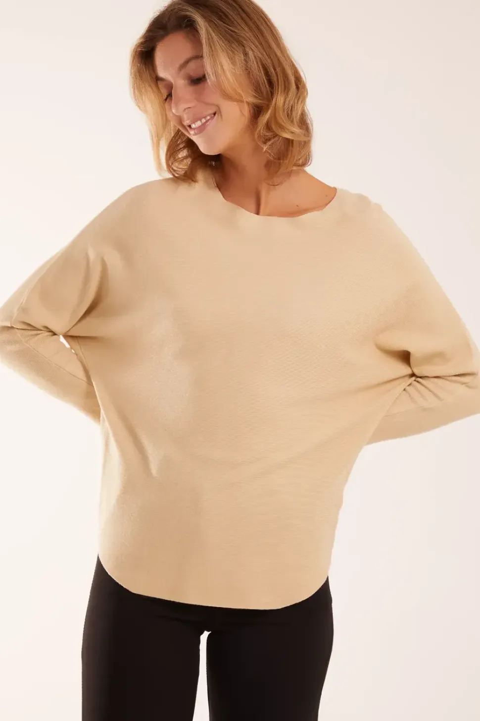 Plain Batwing Knitted Top