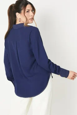 Plain Contrast Stitch Blouse