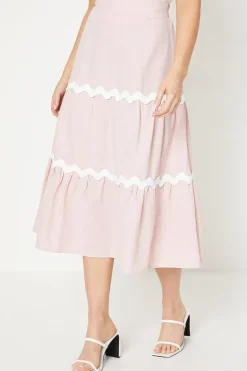 Plain Cotton Tiered Maxi Skirt