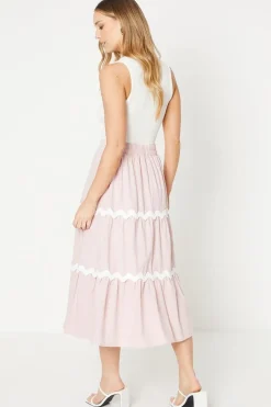 Plain Cotton Tiered Maxi Skirt