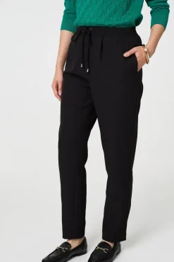 Plain Drawstring Waist Slim Trousers