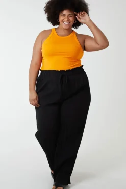 Plain Elasticated Waist Plisse Culottes