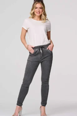 Plain Skinny Tie Waist Trousers