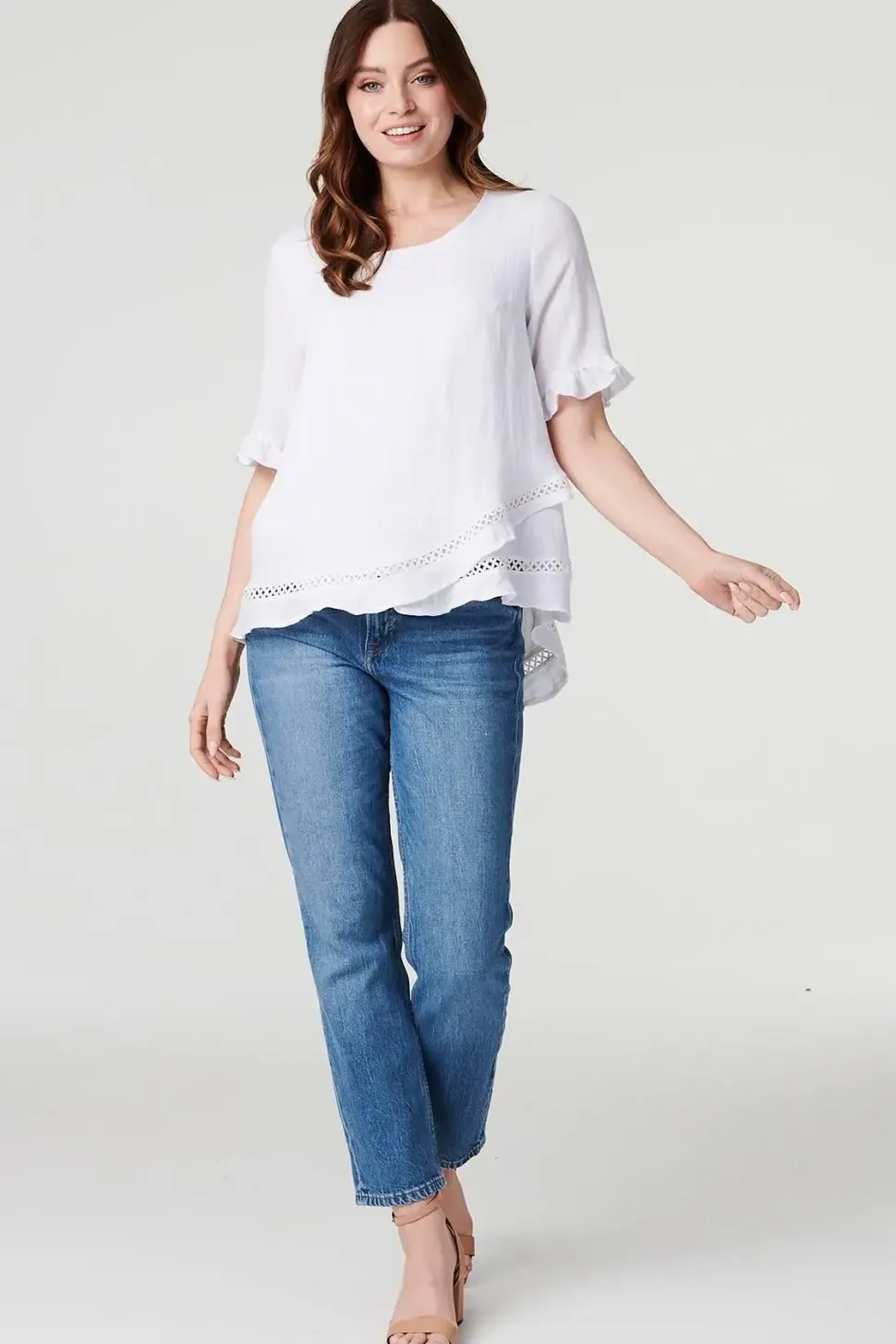 Plain 1/2 Sleeve Layered Blouse