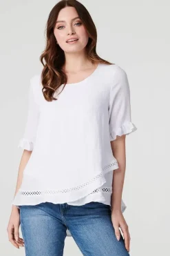 Plain 1/2 Sleeve Layered Blouse