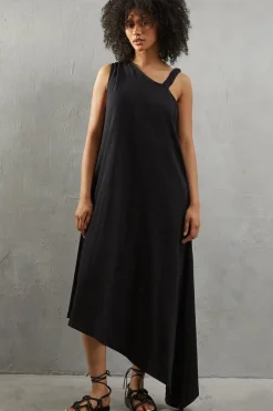 Plait Detail Asymmetric Jersey Midi Dress