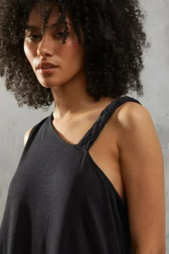 Plait Detail Asymmetric Jersey Midi Dress