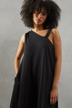 Plait Detail Asymmetric Jersey Midi Dress