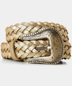 Plaited Metallic Suede Belt