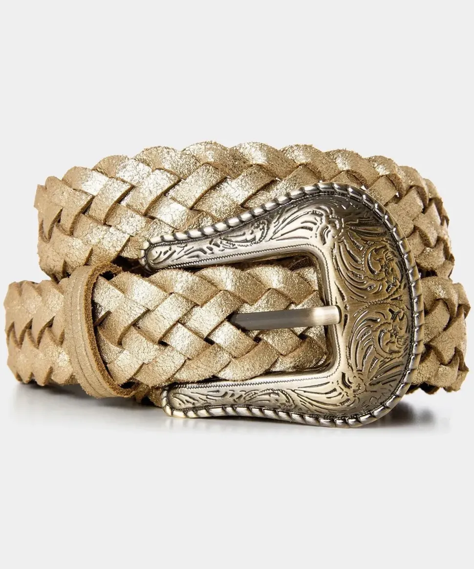 Plaited Metallic Suede Belt