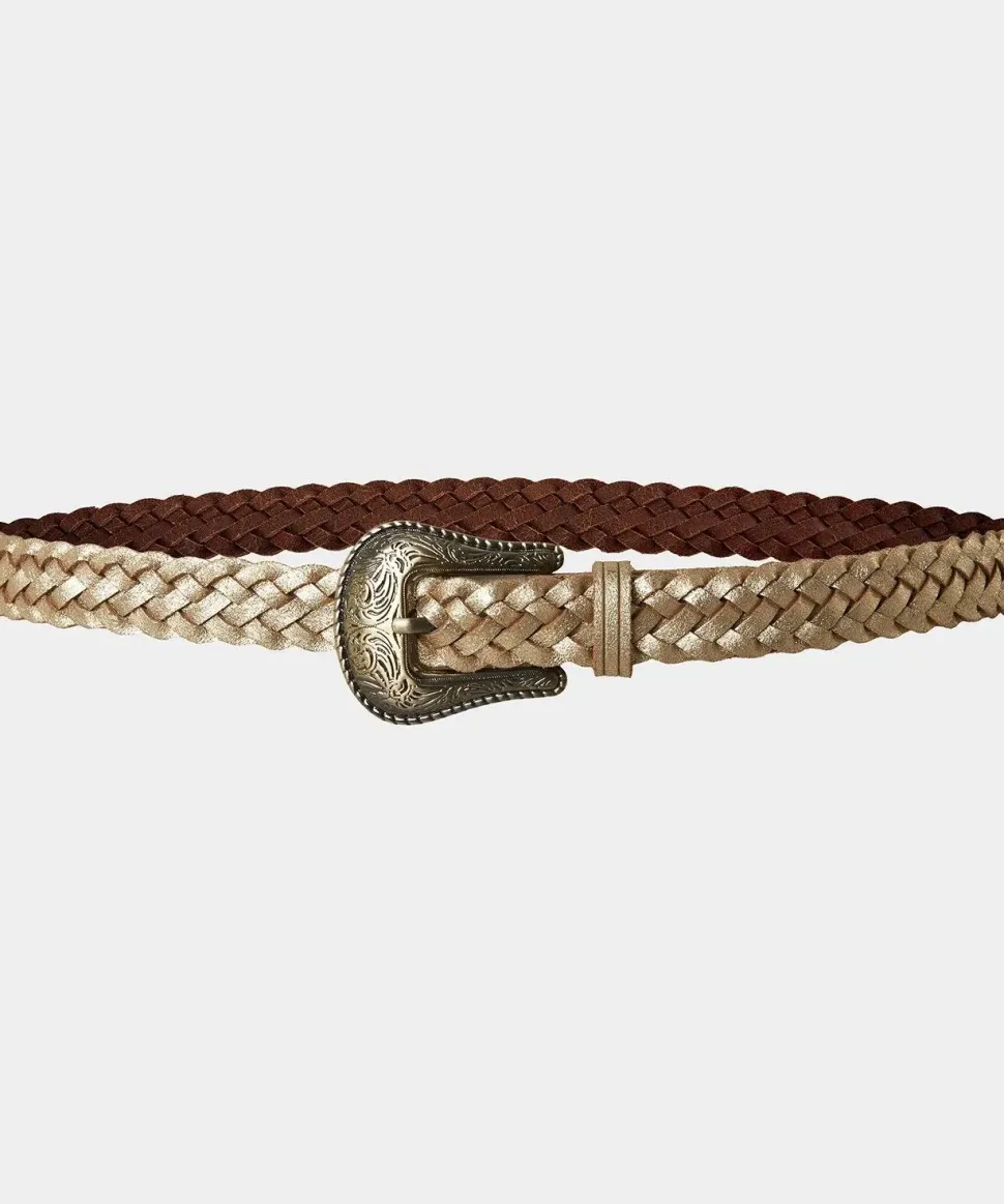 Plaited Metallic Suede Belt