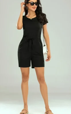 Playsuit With Short Sleeve In Black