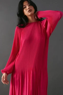 Pleat Chiffon Midaxi Dress