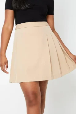Pleat Detail Tailored Mini Skirt