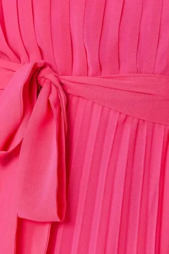 Pleated Belted Maxi Dress