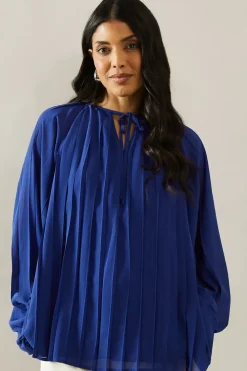 Pleated Blouson Sleeve Blouse