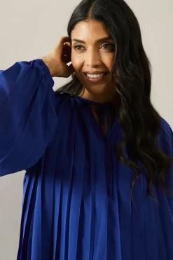 Pleated Blouson Sleeve Blouse