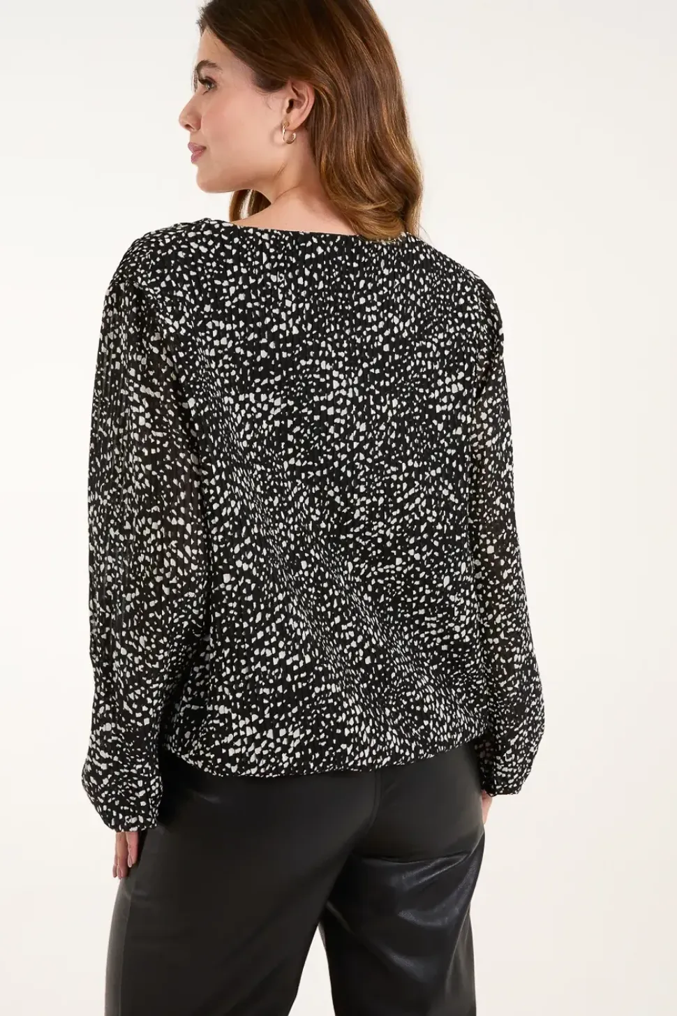 Pleated Bubble Hem Blouse