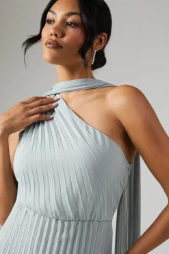 Pleated Chiffon Asymmetric Bridesmaid Dress