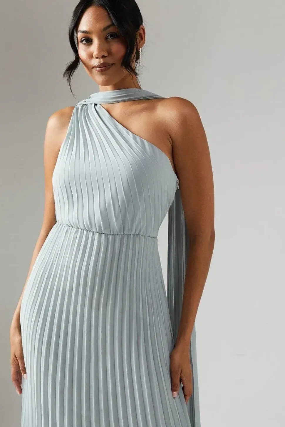 Pleated Chiffon Asymmetric Bridesmaid Dress