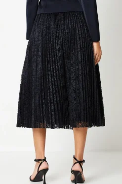 Pleated Lace Full Midi Skirt