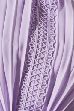 Pleated Lace Trim Tiered Midi Dress