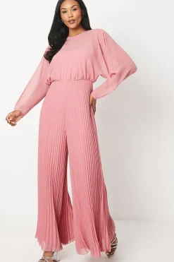 Pleated Leg Batwing Jumpsuit