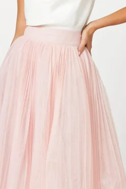 Pleated Mesh Full Midi Skirt