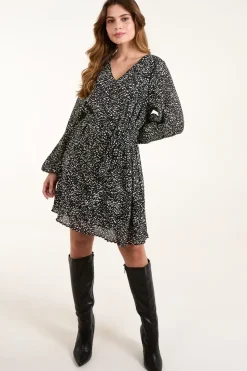 Pleated Mini Dress With Belt