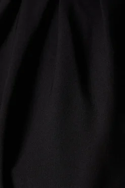 Pleated Neck Tie Waist Midi Dress