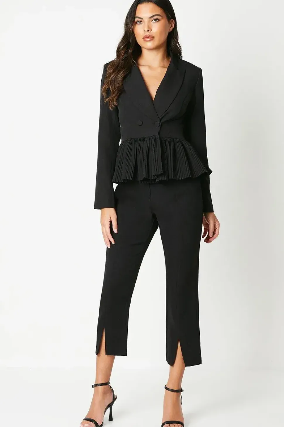 Pleated Peplum Tailored Blazer