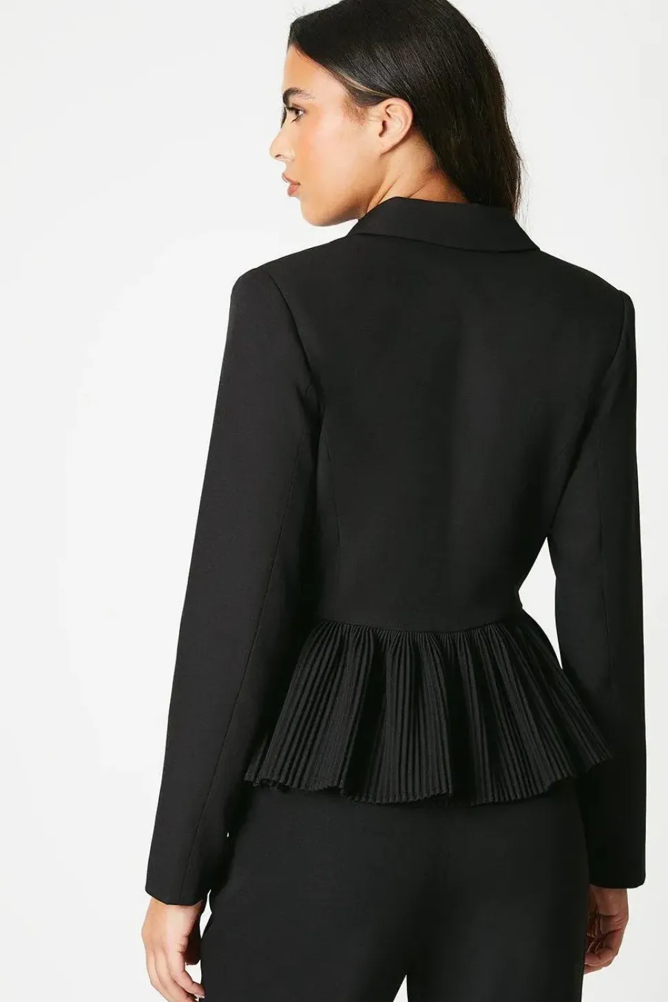 Pleated Peplum Tailored Blazer