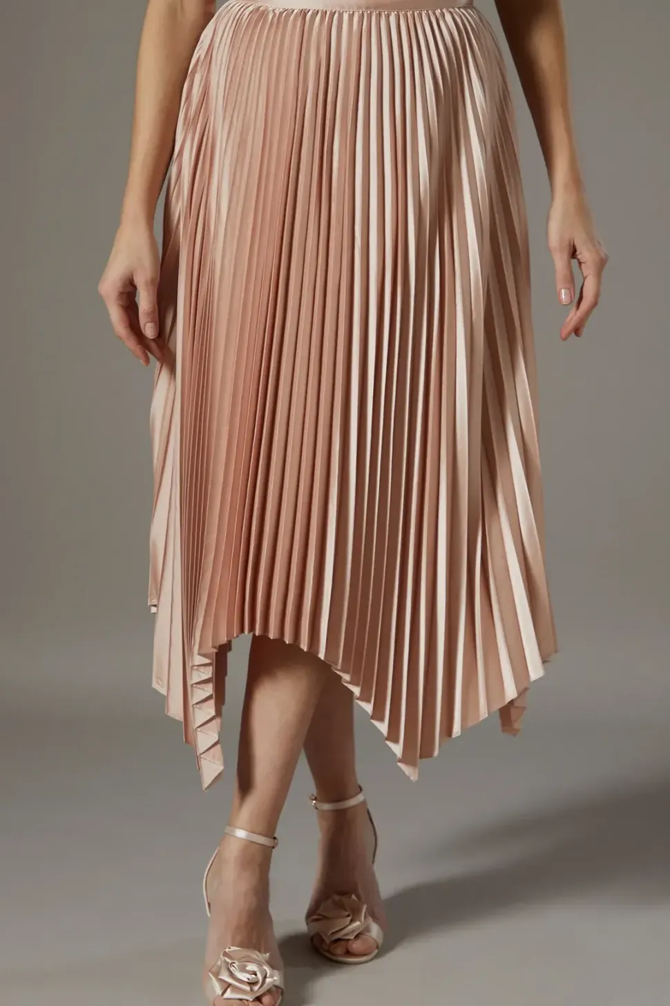 Pleated Satin Skirt