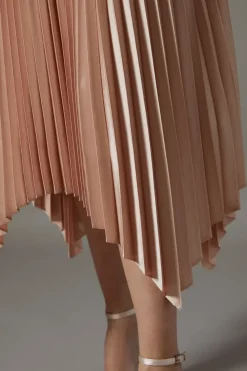 Pleated Satin Skirt