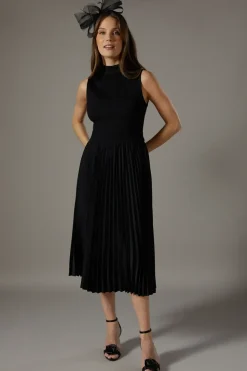 Pleated Skirt Midi Sleeveless Dress