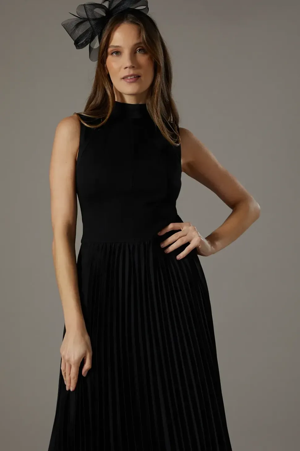 Pleated Skirt Midi Sleeveless Dress