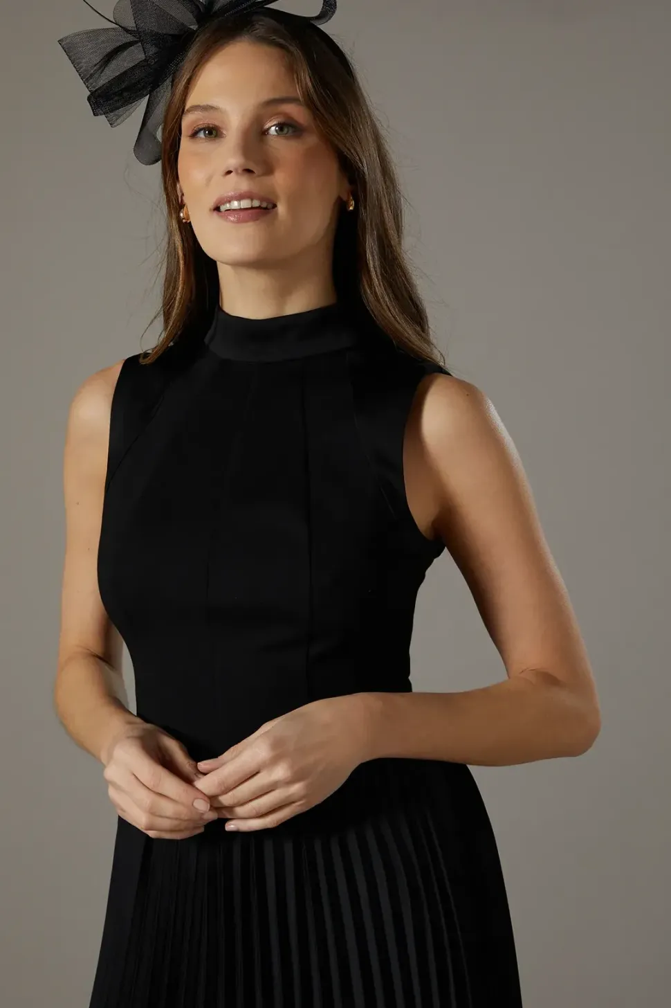 Pleated Skirt Midi Sleeveless Dress