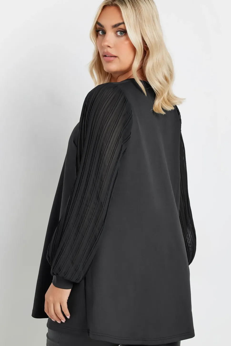 Pleated Sleeve V-Neck Top