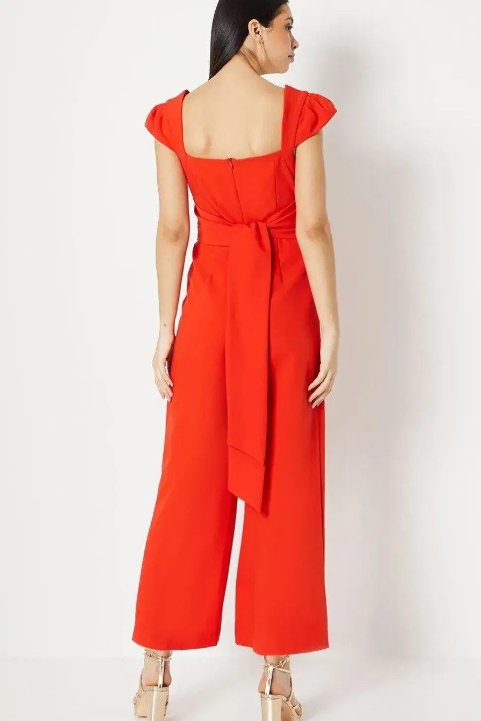 Pleated Square Neck Jumpsuit