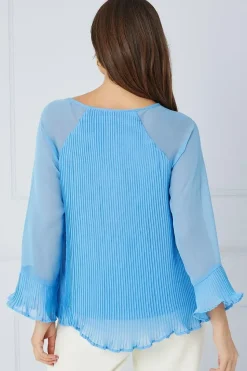 Pleated Tie Neck Blouse