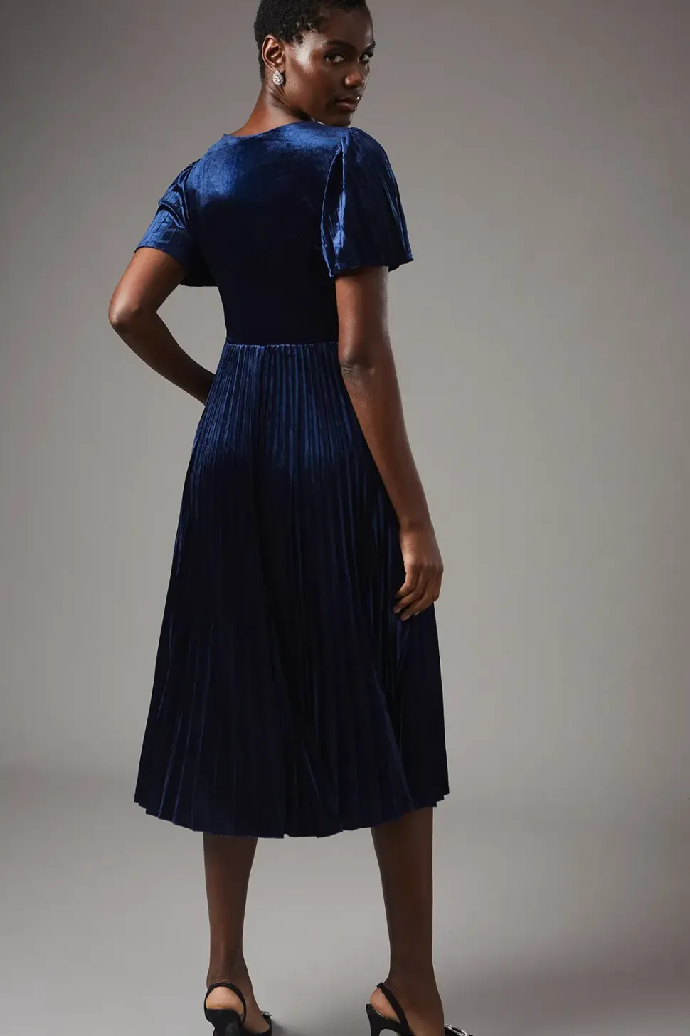 Pleated Velvet Wrap Dress